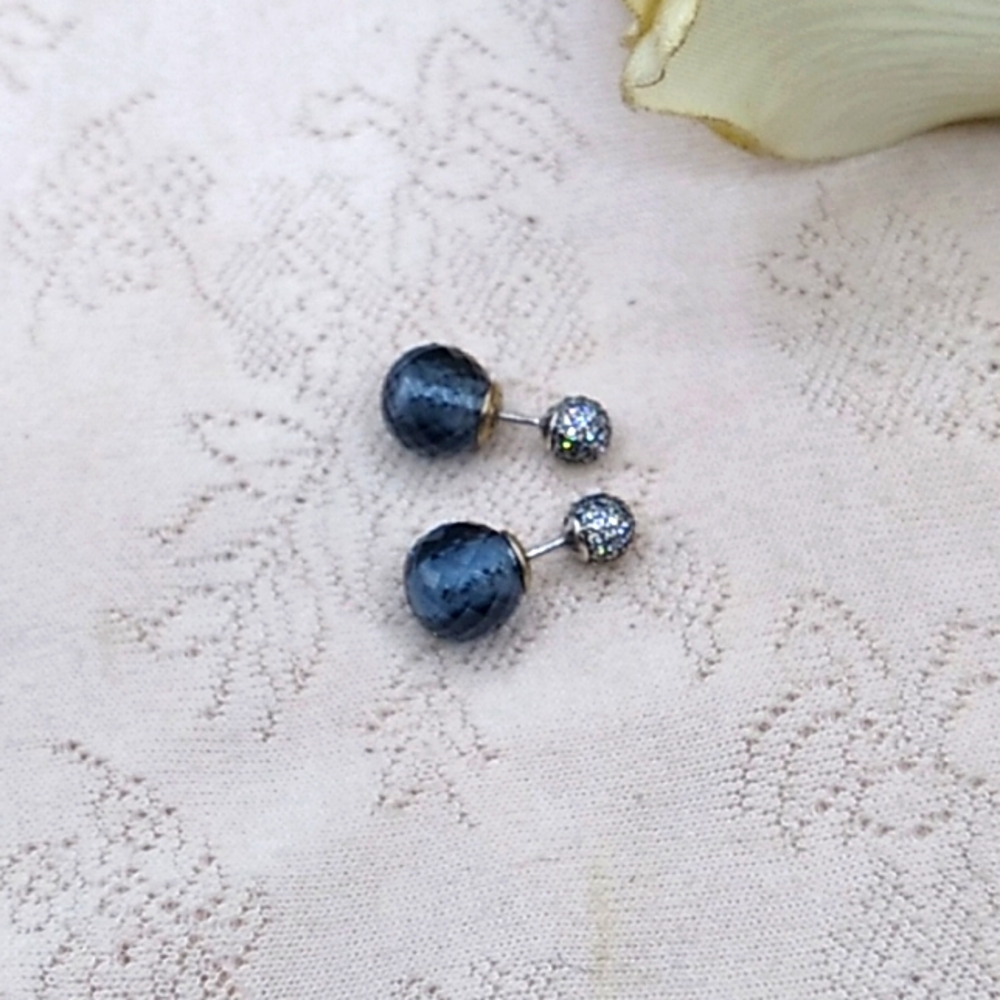 Pandora Midnight Blue Shimmering Drops Stud Earrings - Picture 7 of 9